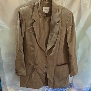 Karen Scott II Classic Brown Blazer and Skirt Ensemble 8I